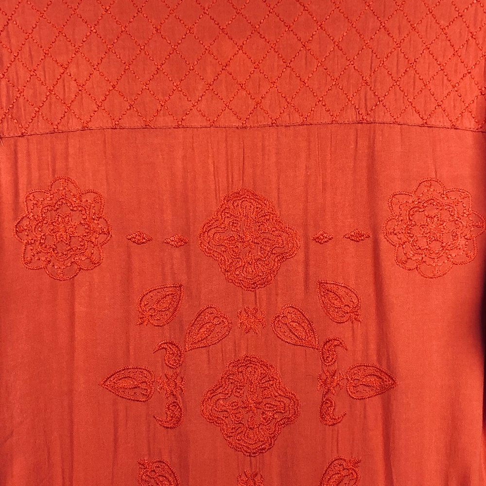 π Maria Rerio Orange-Red Boho Tunic - Picture 4 of 5